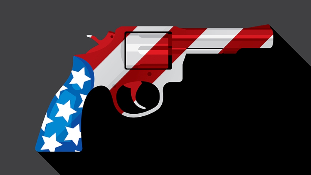 gun with American flag stripes on it