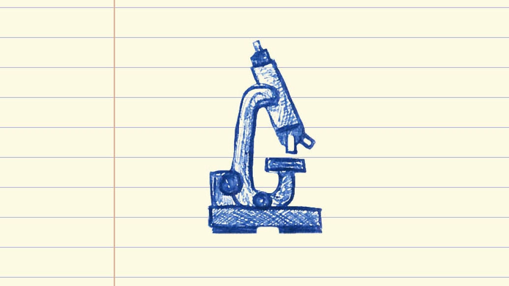 drawing of microscope on lined paper