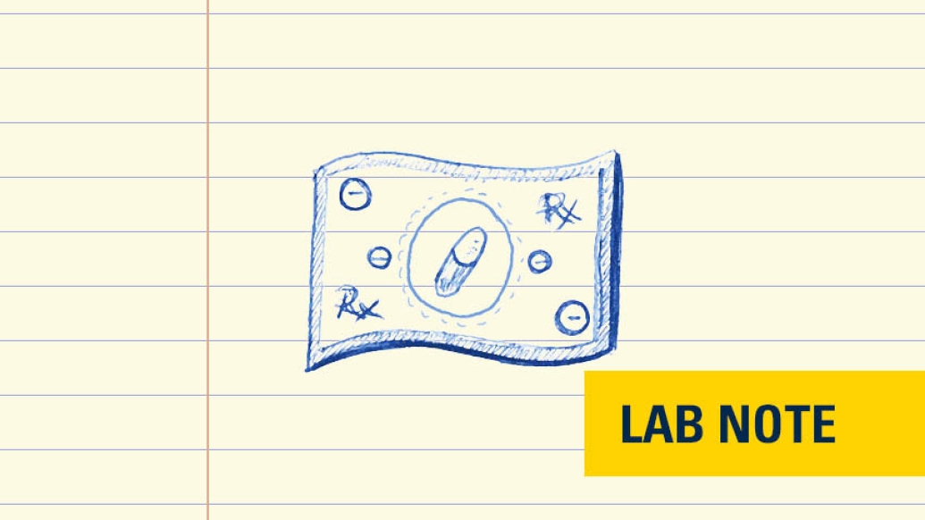 lab notes rx money badge yellow